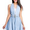 Convertible Chambray Romper - Pink Ice